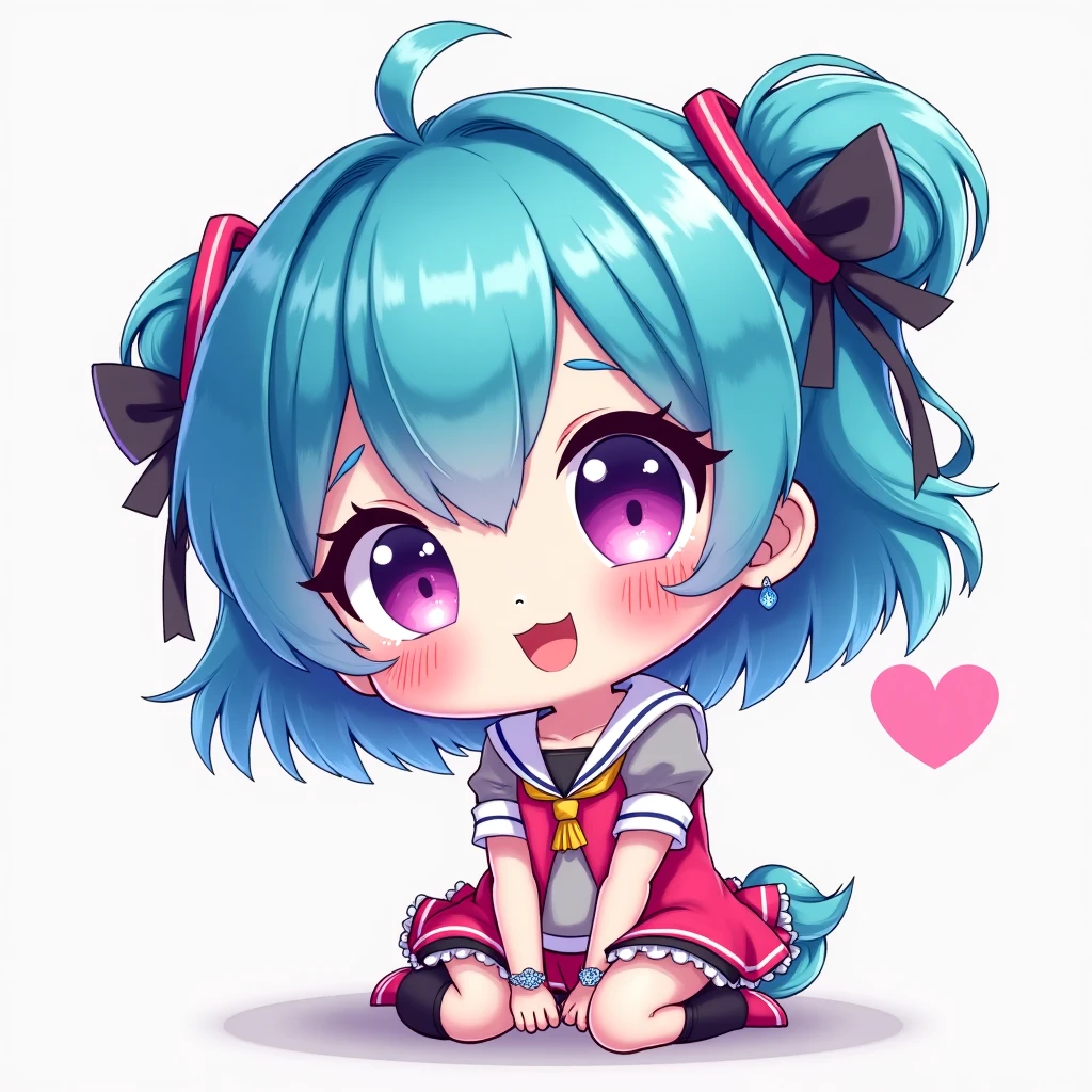 Baby girl cute chibi style, Fashion Style 2023, Stylish Theme, linda, expressive, glad, beautiful smile, beautiful straight hair, professional model, Cute poses, bionde, blue eyes, vivid color, bionde hair