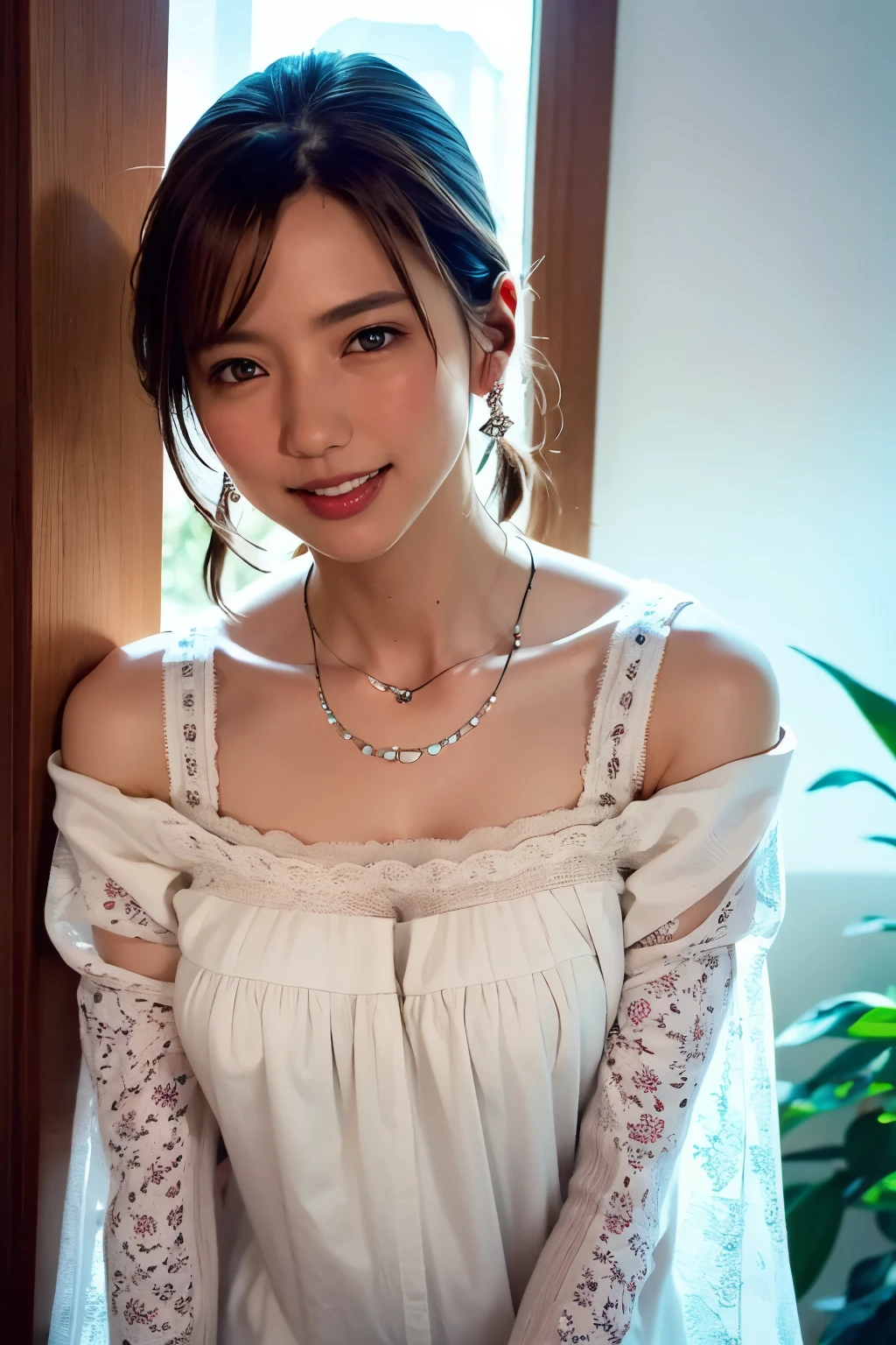 (Sexual climax:2.0),short hair,Part-time job at a bar,(Wearing laced negurije slim fit:2.0),28 year-old,(1 Ultra cute Japan girl:1.5),(Detailed face,ultra detailed eyes, incredible Beautiful eyes,charming eyes,symmetry dropped eyes:2.0),(No Makeup,Enthusiastic belly laugh,slender body:2.0)best quality, 4k, 8k, highres, masterpiece, ultra-detailed, realistic, photorealistic, photo-realistic, HDR, UHD, studio lighting, ultra-fine painting, sharp focus, physically-based rendering, extreme detail description, professional, vivid colors, bokeh