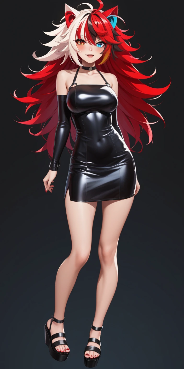 (hyperrealistic), (illustration), (high resolution), (8K), (extremely detailed), (best illustration), (beautiful detailed eyes), (best quality), (ultra-detailed), (masterpiece), (wallpaper), (photorealistic), (natural light), (rim lighting), (detailed face), (high detailed realistic skin texture), (anatomically correct), (solo), (1 girl), (high detailed realistic hair), (red hair:1.3), (heterochromic eyes), (detailed eyes), (red bright eyes:1.2), (sparkling eyes), (realistic big breasts:1.5), (exposed nipples breasts:1.35), (long legs), (slender abs), (dynamic pose), (closed tiny mouth:1.3), nsfw,