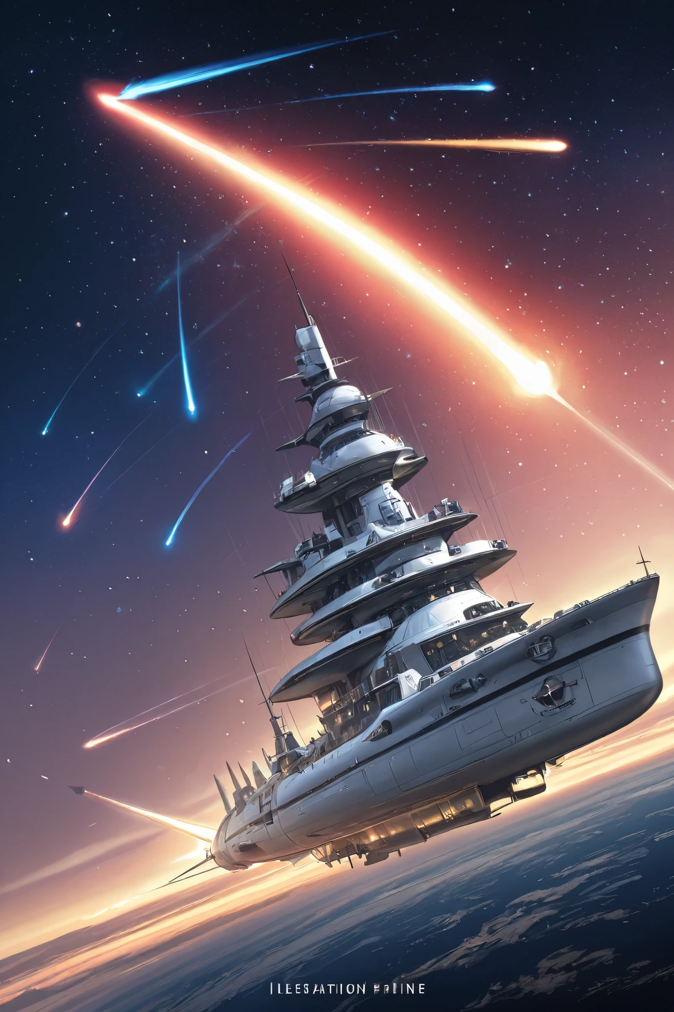 Space ship, captain future, comet, extremely fine and beautiful design, illustration, masterpiece,best quality, high resolution, 8k,