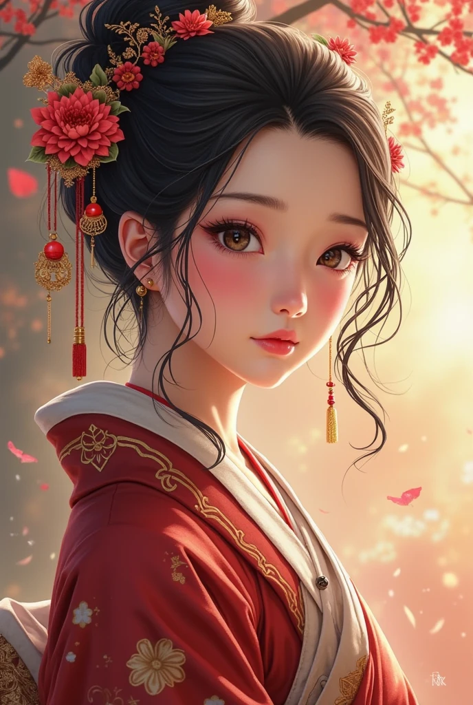 beautiful Tibetan woman's traditional Japanese costume、 Beautiful digital art work, beautiful digital illustration, Beautiful Digital Paint , beautiful digital painting, Smooth Anime CG Art, Beautiful digital art , Amazing digital art and amazing details, amazing digital illustration , Detailed digital animation art, Beautiful Anime Portraits
