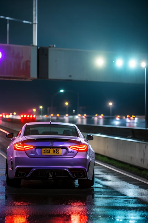 Night Racing on a Rainy Highway
