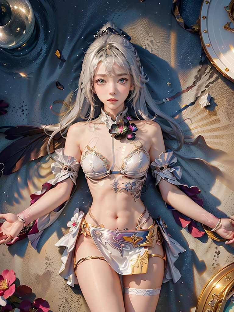 top-quality、masterpiece、超A high resolution、(Photorealsitic:1.4)、Raw photo、Mechanical Angel、large wings made of metal、White porcelain body、white hair、glowy skin、1 Mechanical Girl、((super realistic details))、portlate、globalillumination、Shadow、octan render、8K、ultrasharp、character edge light,Colossal tits、Raw skin is exposed in cleavage、Details of complex ornaments、Hydraulic cylinder、highly intricate detail、Realistic light、a purple eye、radiant eyes、Facing the camera、neon details、cowboy shot、Futuristic headgear、Sumerian details、Small LED lamp、