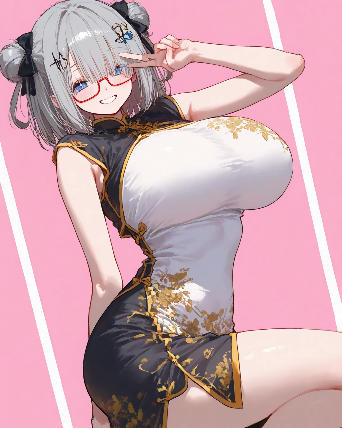 Ultra-high resolution, 8k,high quality,(Ultra-short stature,Gargari body,cowboy shot , ((no hat:1.3))),Slender,Cute hairstyle,(from top),(iridescent light,soft shadow,Anime Painting,thin line drawing),((((super enormous cartoon-like tits,China dress、Bend、Girl、)))),