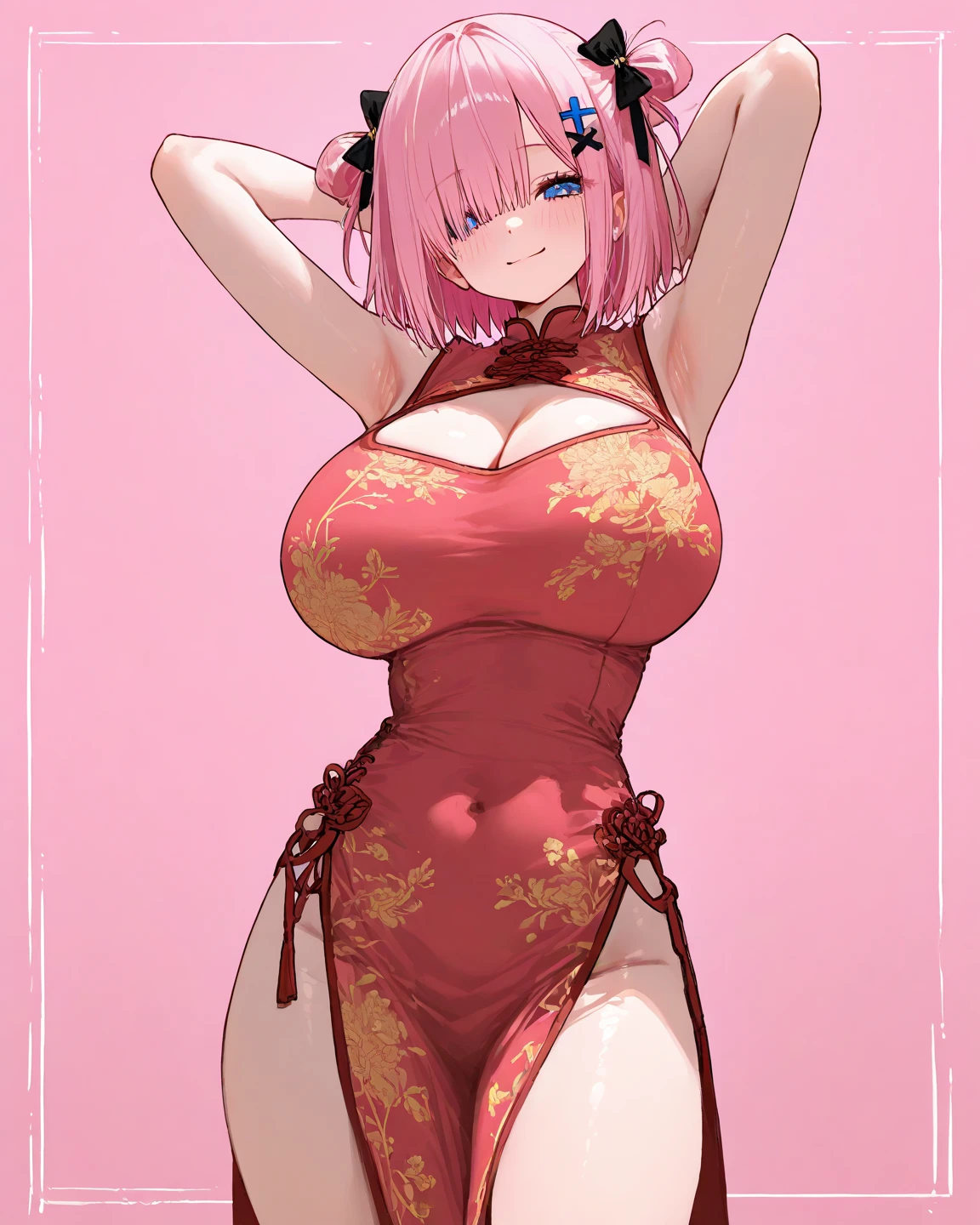 beautiful and breathtaking mature woman, large sagging breasts, light pink hair, double eyelids, light effect on her eyes, (((checkered&patchwork dress with floral print, red+black) ((masterpiece, best quality; 1.3 ) ), ultra detailed, 8k Unity Wallpapers, CG, ray tracing, illustration, colorful, cinematic shadow, extremely detailed and beautiful background, vhd, VRay shading, RT)), (slutty face: 1.2), smile mischievous, (medium saggy breasts), flirting with the viewer, facing the viewer, facial blush, standing in front, sexy pose, cowboy photo, traditional Japanese house, bright, bright light, ultra detailed, scenic, atmospheric, bimbo, big lips,