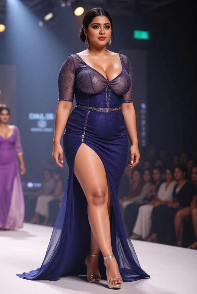 6 feet tall big breasted beautiful indian girl in fashion show.