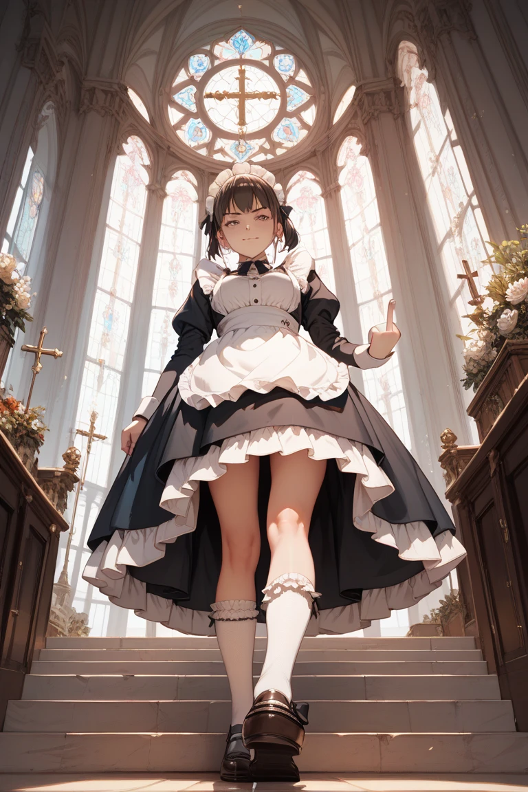 (Highly detailed CG unity 8k), (highest quality),(very detailed),(ultra high resolution), 1 female, (white cloth gag:1.4), rope bondage, breasts rope bondage, hands back rope bondage, leg rope bondage, thigh rope bondage, bust rope bondage, feet rope bondage, Arms behind the waist, bound wrists, ankles rope bondage, Legs rope bondage, Tie your ankles, Black Hair, Gorgeous wedding dress in pure white, White wedding veil, Wedding Tiara, (white stockings:1.4), White garter belt, teary eyes, church, altar, standing pose, (ロングスカート:1.3),