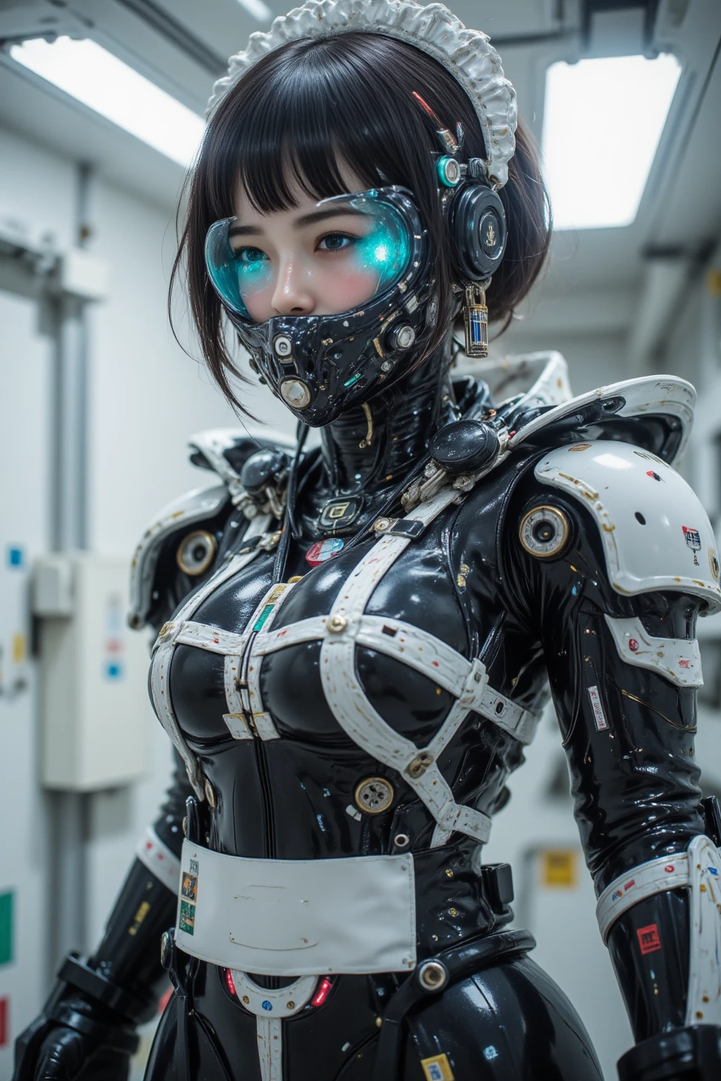 Adult girl with long gray hair, large constellations, (((complex and detailed chemopunk sci-fi mask))), purple eyes, flat stomach, open jacket, showing panties, thong, thick legs, big ass, full body , Perfect reflections, {extremely detailed 16k CG unit wallpaper}, expansive landscape photography, (a centered view focusing on the character), (wide open field view), (low angle shot), (high light : 1.4), (low light: 1.8), (warm light source: 1.4), complex details, (iridescent colors: 1.2), (bright lighting), (atmospheric lighting), dreamy, unique,