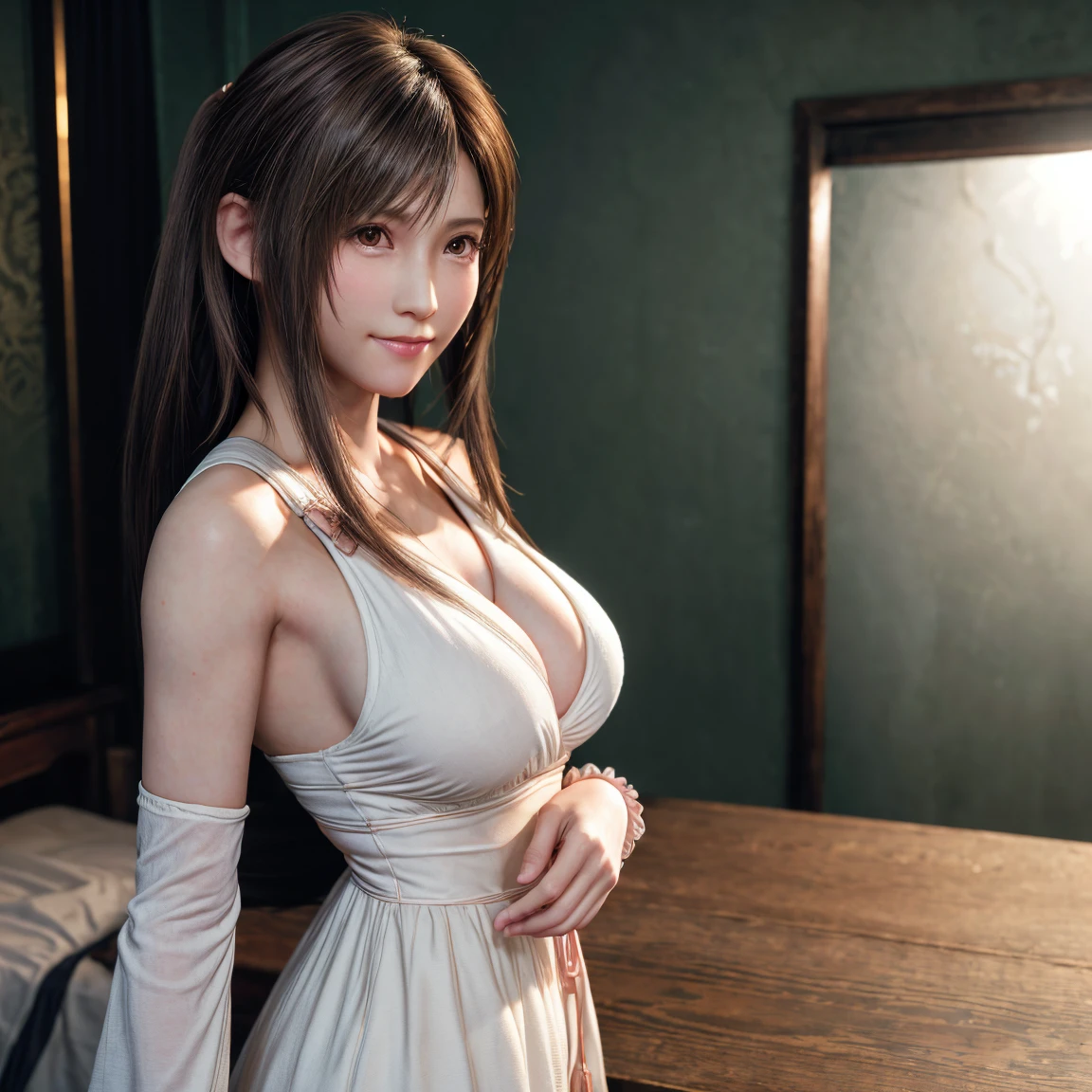 (photorealistic:1.4),best quality,realistic, masterpiece, an extremely delicate and beautiful, CG,extremely detailed ,highres, extremely detailed, 1girl, tifa_lockhart,beautiful detailed girl,full body, realistic,japanese clothes, beautiful detailed red eyes, light on face, cinematic lighting,
<lora:tifaMeenow_tifaV2:0.6> <lora:koreanDollLikeness_v15:0.5>