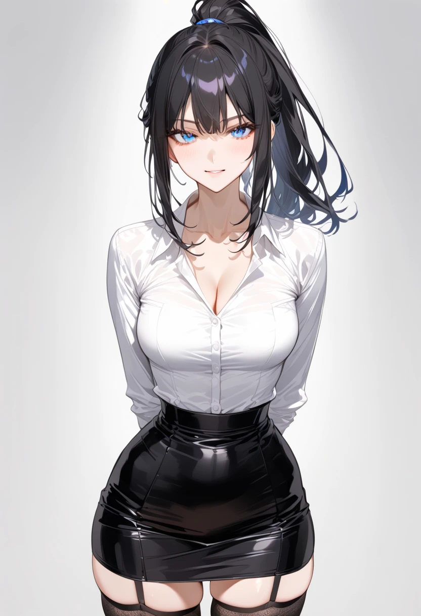 best quality, masterpiece, black hair, blue eyes, looking up, upper body