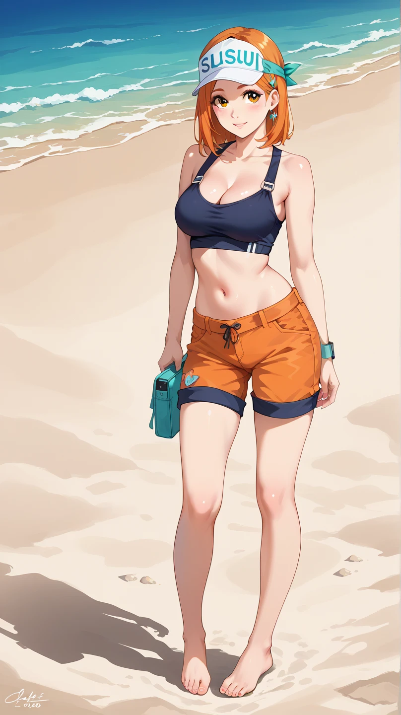 cartoon of a woman in a bikini top and shorts with a purse, de meninas da linha de frente, meninas estilo linha de frente, detalhes finos. meninas da linha de frente, foco nas coxas, menina anime sedutora, roupa reveladora, noire cena mal-humorada, estilo anime ecchi, cell shaded adult animation, SFW Version, (sfw) seguro para o trabalho, Varied positions, seios grandes, cabelo preto