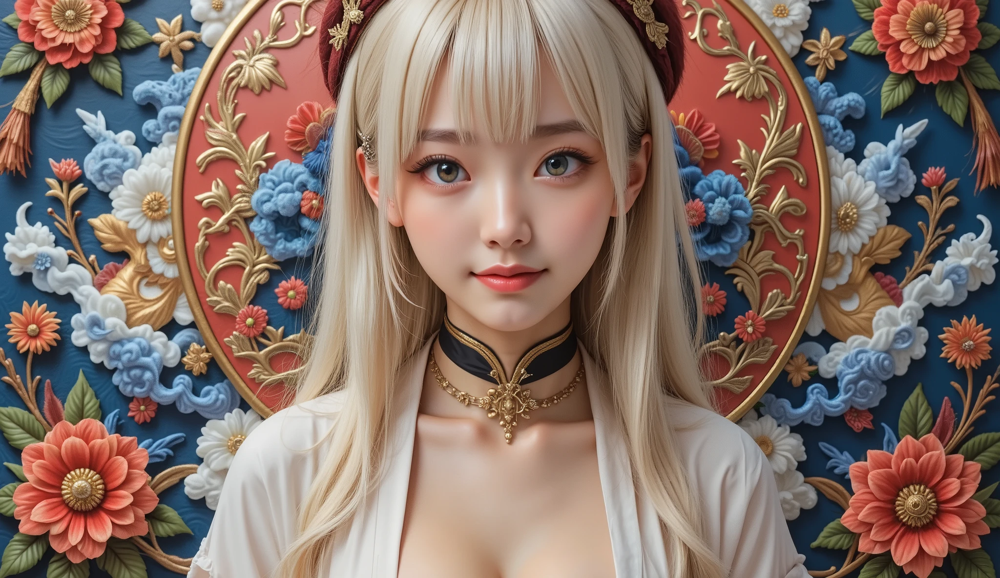 wallpaper、traditional Japanese color、Punk style Japanese pattern、Japanese pattern with Hinomaru、 Vivid 、Astringent、depth、Three-dimensional
