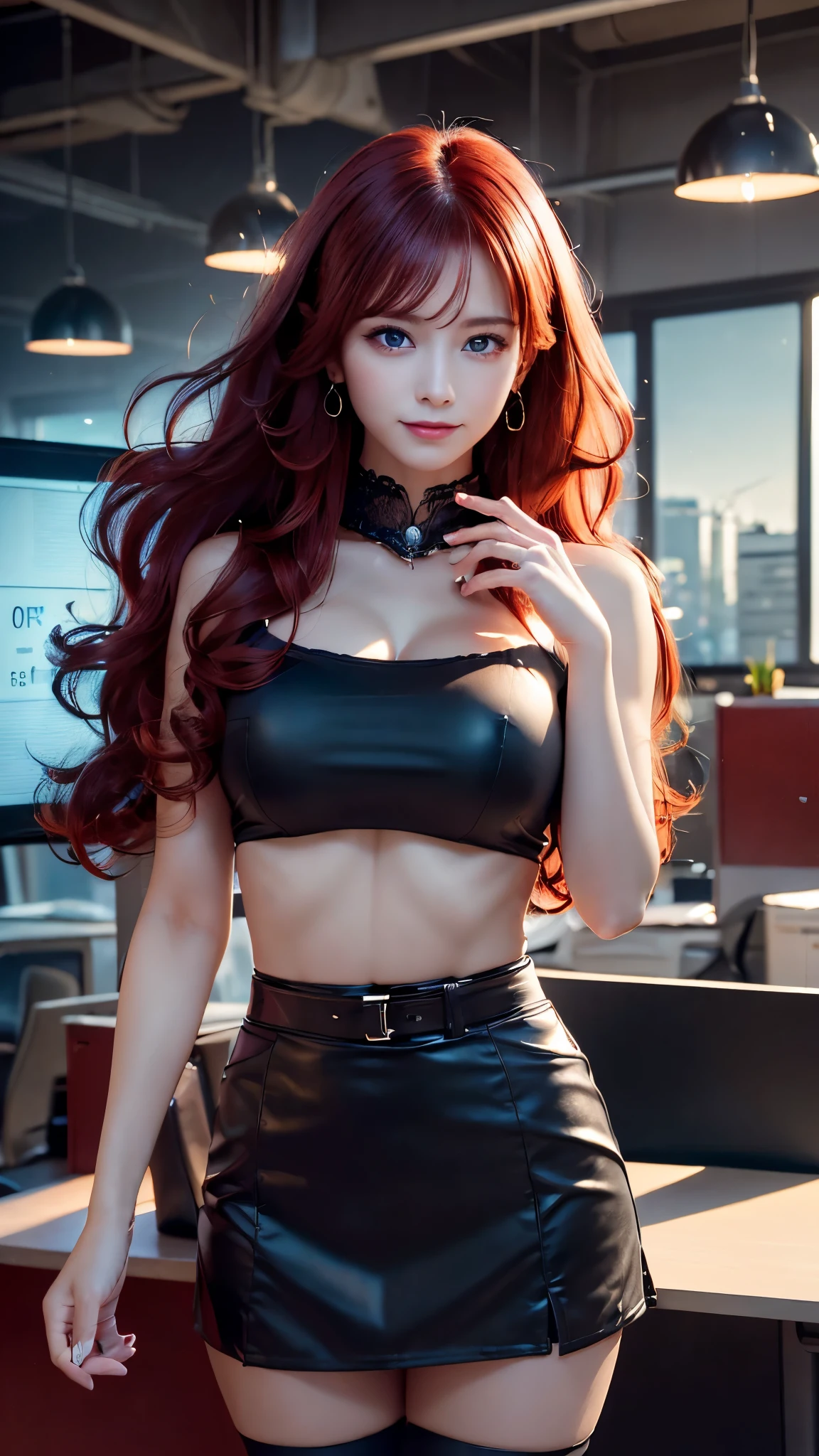 pirate suit, arafed asian woman in a skirt posing for a picture, jaeyeon nam, gorgeous young korean woman, beautiful south korean woman, korean girl, beautiful young korean woman, korean woman, heonhwa choe, korean women's fashion model, sexy look, big breast, light orange hair, sexy pose, show breast