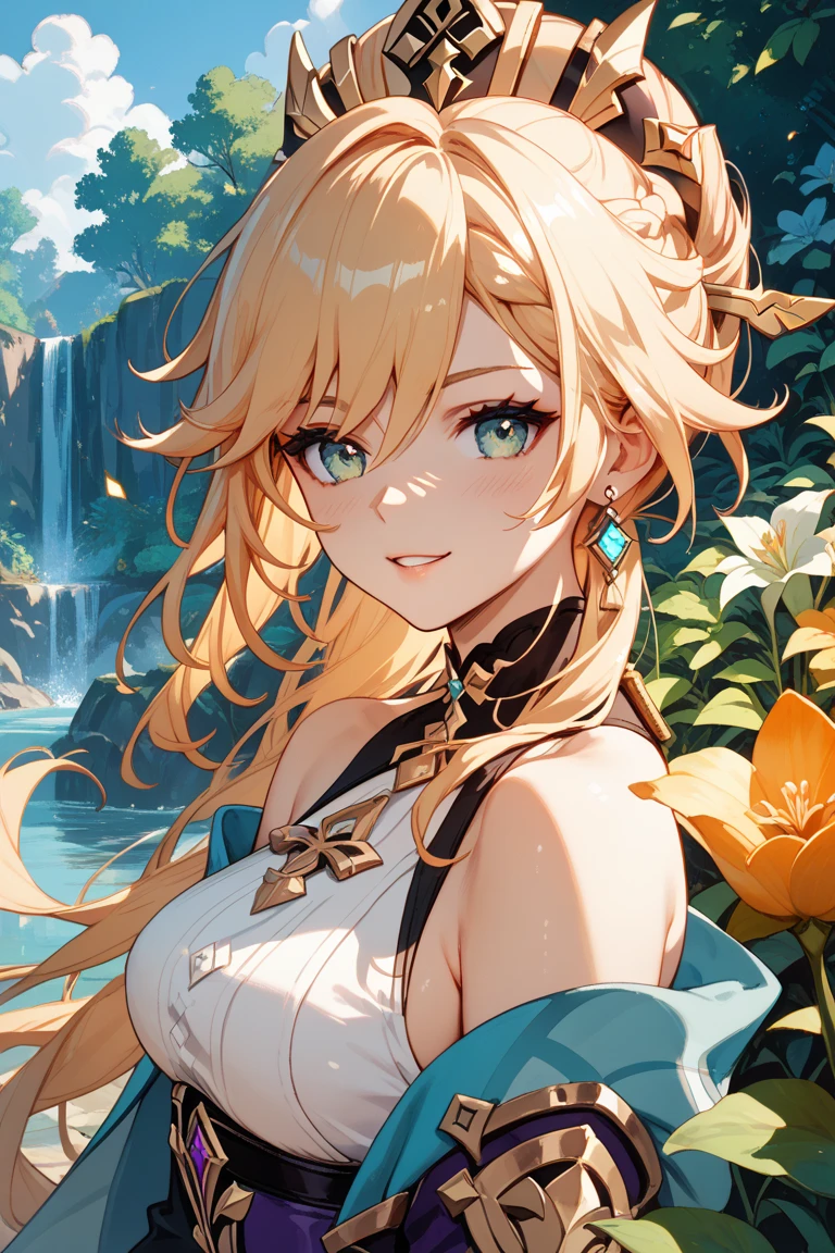 A beautiful detailed girl in a balcony, wearing headphones and listening to music, surrounded by a gorgeous sky with warm sunshine, detailed facial features, elegant pose, intricate balcony railing, lush greenery in the background, cinematic lighting, vibrant colors, photorealistic, highly detailed, masterpiece