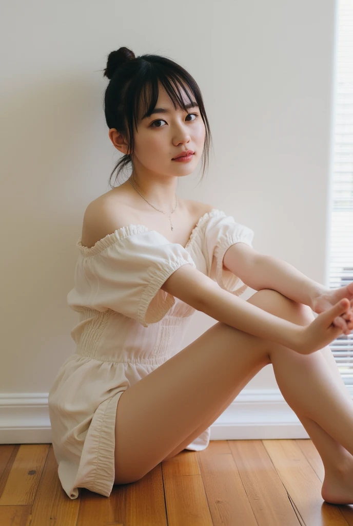NSFW、masterpiece、Highest quality、Awareness-raising、Ultra-detailed、High resolution、Absurd、One Girl、very cute、short hair、Panties Off、Open Chest、Firm breasts、Spread your legs wide、Angle from below、Crouching、[Sailor suit in white tones]、internal、shoulders are cut off、Yellow neckerchief、White ribbon、[Headphones]、I love my viewers、Heart background、looking at the camera、Love love、Optics、Delicate hands、Chiquita、she、Bedroom、night、Delicate eyes、Blue Archive Style、((Lift your skirt up yourself))),Panties Off,socks, (Black knee socks),(Loafer shoes), A horizontal seat with its back to the window、(Boy and girl having sex)，Pantylesilky white fluid around the vaginal opening）），Sitting in a chair,Big Breasts, ( Naughty, Half-open eyes, Drooling), Spread your legs, Thigh focus, [Full Body Shot], Shooting from below、Hyperas、A beautiful crack、naked、
