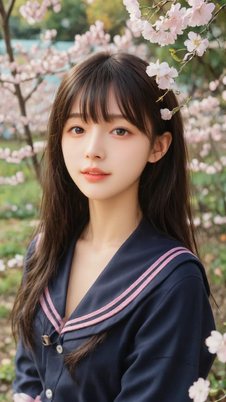 1girl, (Best Quality:1.4), (Ultra-detailed), (extremely detailed beautiful face), Amazing face and eyes, black eyes, black hair, (sailor uniform, school uniform:1.2), (cleavage), Smooth, extremely detailed CG unified 8k wallpaper, High-definition raw color photos, professional photograpy, Ray of light, Backlighting, Dreamy, Striking, depth of fields