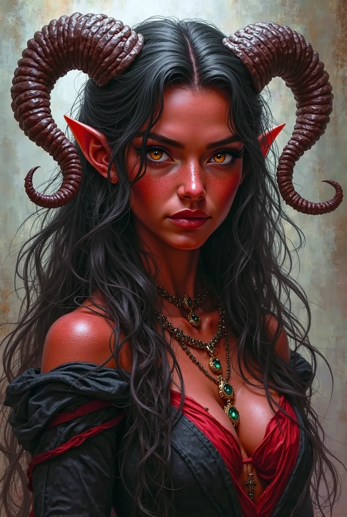 Recreates Power from Chainsaw Man but in a type of Ancient Art assimilating his horns and his beauty, Don&#39;t forget to add that demonic touch but in a woman