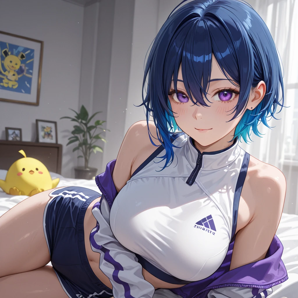 (extremely detaild的 CG unified 8k wallpapers),(tmasterpiece), (Best quality), (ultra - detailed), (Best Best Illustration),(The best shadoet down on the bed，Back up，Prop your hands on the bed，looking at me with her back，stooped，Lie down in bed，arms back behind，A loving expression，Spread your legs apart，lift one thigh