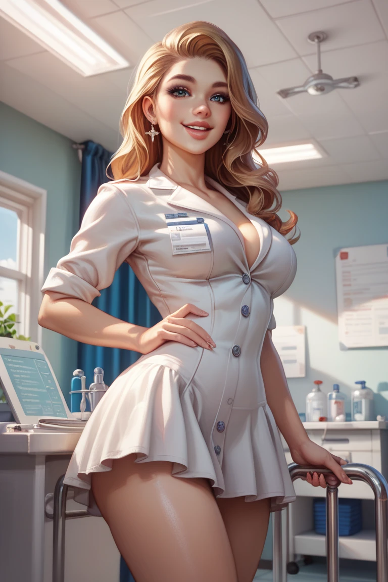 Sexy nurse shows her skirt