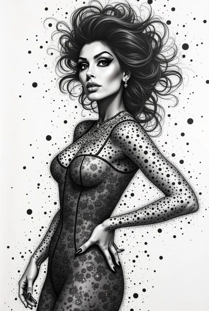 Sur une grande feuille de papier posée sur un bureau,  Dessiner une figurine 4D de style encre uhd époustouflante et à couper le souffle, (mélange de l’art origami et de l’art de la découpe du papier), Art style beautiful woman, (Black latex leopard), detailed, 8k, (Long Wavy Hair:ponytail), masterpiece, high quality, high quality, High resolution, View from behind, effet holographique qui semble sortir de la feuille de dessin, dessin extrêmement détaillé, hyperréaliste, Des détails sublimes. Un travail vraiment remarquable, travail joyeux et sensuel, (sublime poitrine effet push-up qui semble sortir de la feuille de dessin, effet 3d époustouflant), ((proportions parfaites, masterpiece, hyperRéaliste, masterpiece, superior quality, high resolution, Extremely detailed, highly detailed 8K wallpaper, détails fractales))