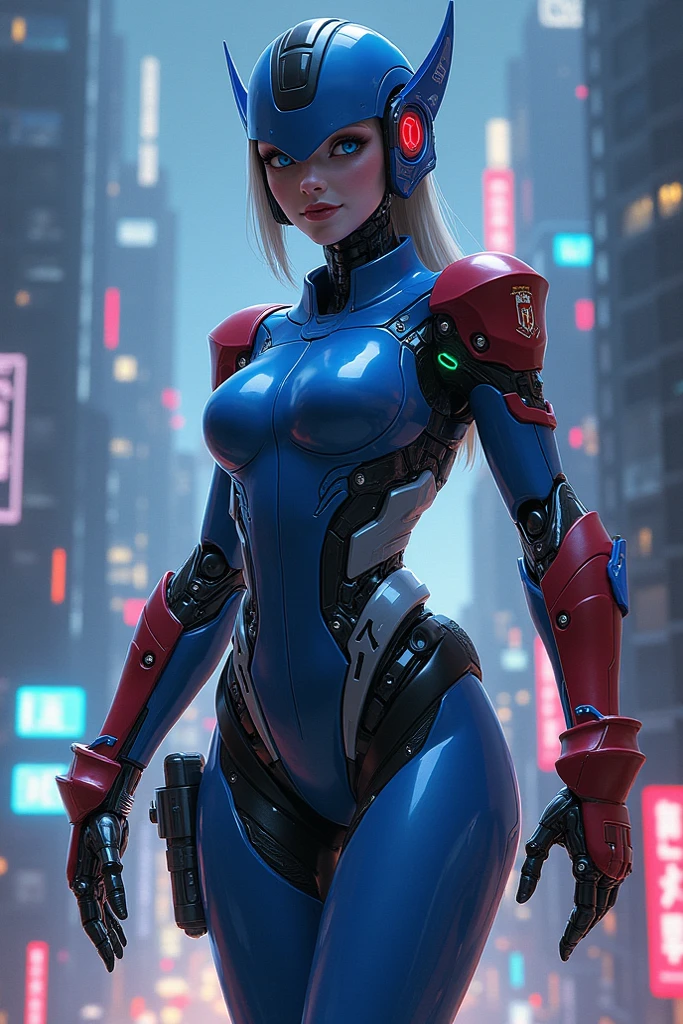 photo of Harley Quinn (sexy) from Marvel, Red and Black biomechanical, complex robot, full growth, hyperrealistic, insane small details, extremely clear lines, cyberpunk aesthetic, masterpiece featured on Zbrush Central