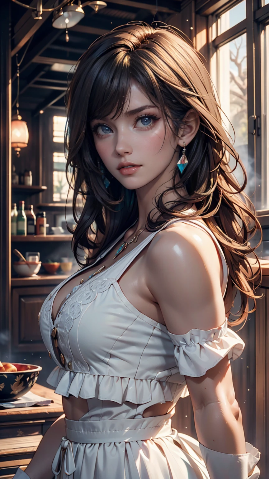 (masterpiece, Highest quality:1.2), Cowboy Shot, alone, One girl, Marianne von Edmund, smile, View your viewers, Blue clothes, Capelet、erotic、Sexy proportions、Long eyelashes、Plump and soft looking lips、Sexy summer dress、Lace choker、Multi braid((multiple braids))、