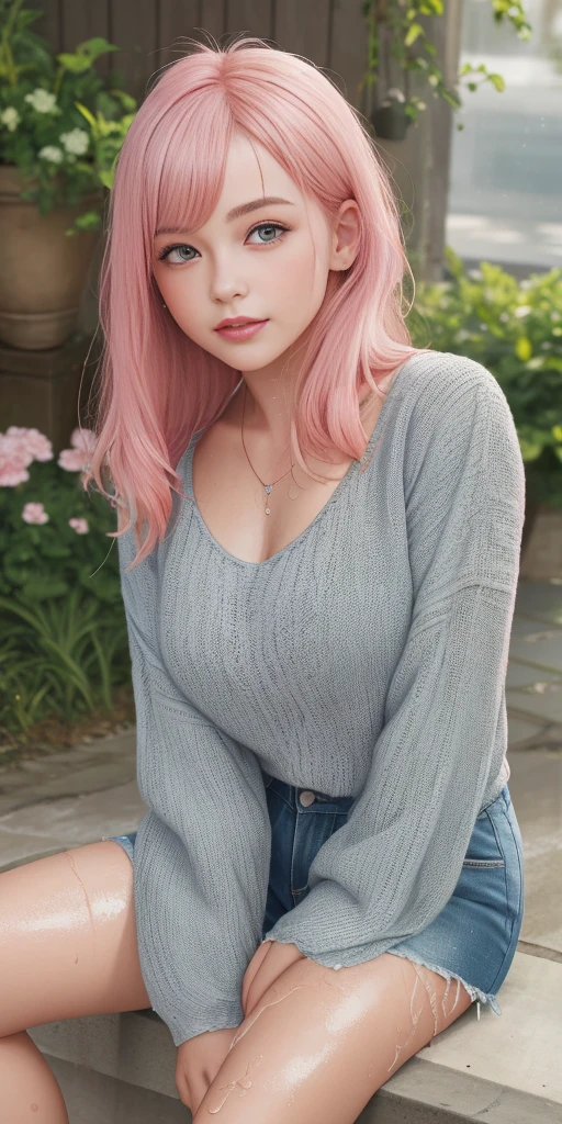 (RAW Photos, Highest quality), (Realistic, photo-Realistic:1.3), masterpiece, Very delicate and beautiful, Very detailed, CG, Unity , 2k wallpaper, wonderful, In detail, A light smile, Very detailed CG Unity 8k wallpaper, Large file size, Super detailed, High resolution, Absurd, Soft Light, (((Medium Hair:1.3), Short bangs, Pink Hair, Floating Hair NovaFrogStyle)), Beautiful detailed girl, Detailed fingers, Very detailed eyes and face, Beautifully detailed nose, Beautiful attention to detail, Long eyelashes, Light on the face, View your viewers, (Mouth closed:1.2), One girl, cute, young, Adult face, (whole body:1.3), ((Small breasts)), Realistic face, Realistic body, Beautiful thigh details, (Urzan-6500-v1.1:0.8), suit, Cross-strap clothing, Collared shirt, Open clothes, At work, Details Office, Open cardigan, Black knee socks, mini skirt, Black underwear, Unbuttoned shirt,