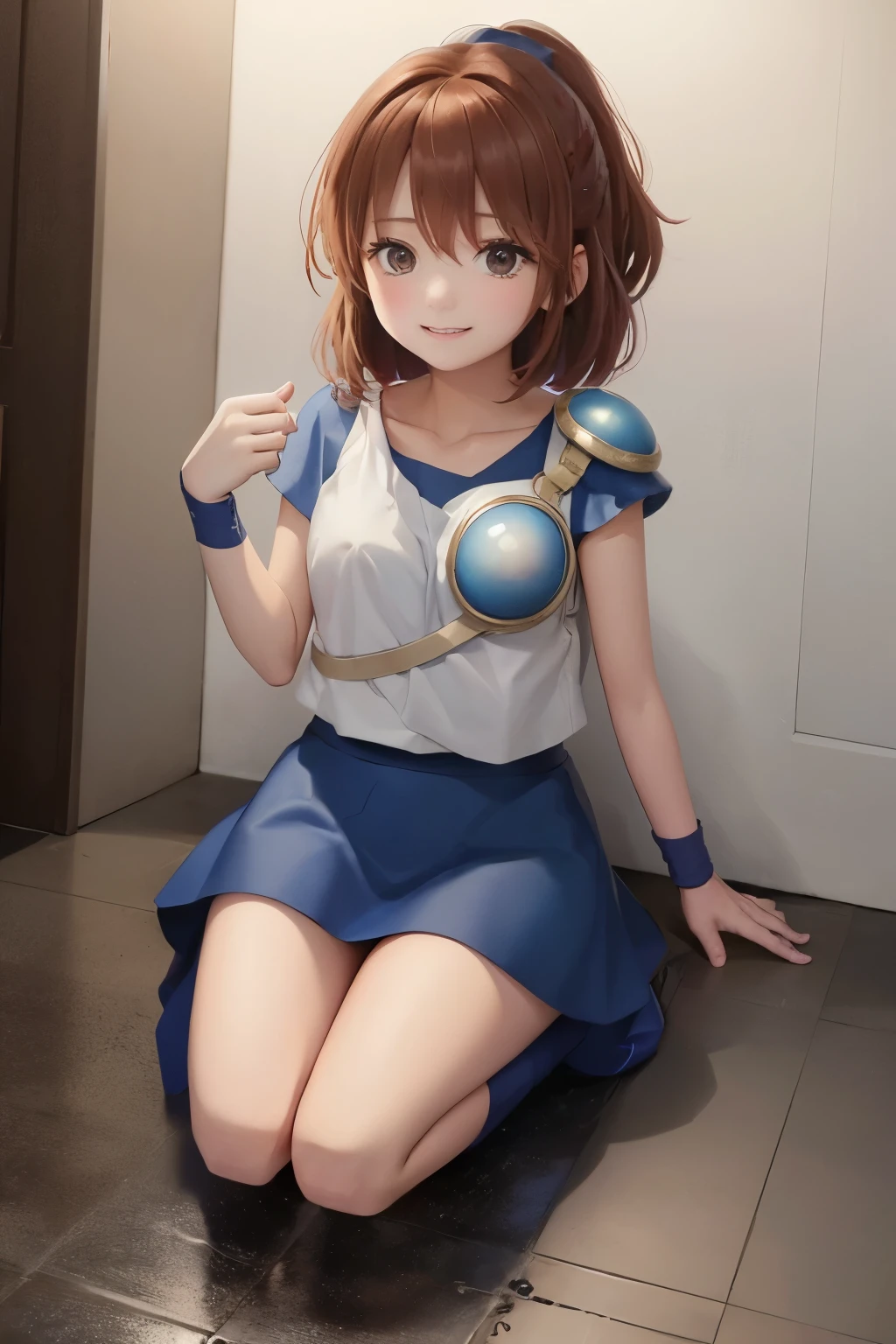 (((SFW、sound、Highest quality、 Super Horrible Leotard 、 normal body of a real person 、8k、 detailed faces 、 super accurate 、 real color 、通常See also、5See also、Highest)))、 beautiful girl、 brown hair、 bob cut from the front、slender、 The length is short 、細いfeet、Arles、Squishy4、 Magician、Blue short sleeve shirt、 white tank top with sleeves over fingers 、 Tank top shirt、 blue miniskirt、Half shoulder pad、 Short sleeve 、、Dungeons、 feet 、torn clothes、 torn tank top 、 Torn Shirts 、ripped skirt、 I turned my skirt upside down、 has a ragged skirt 、 I can see his white pants 、 have broken.、Exposed Muscle、opens legs、on all fours、 defecate、I'm shy、 troubled face