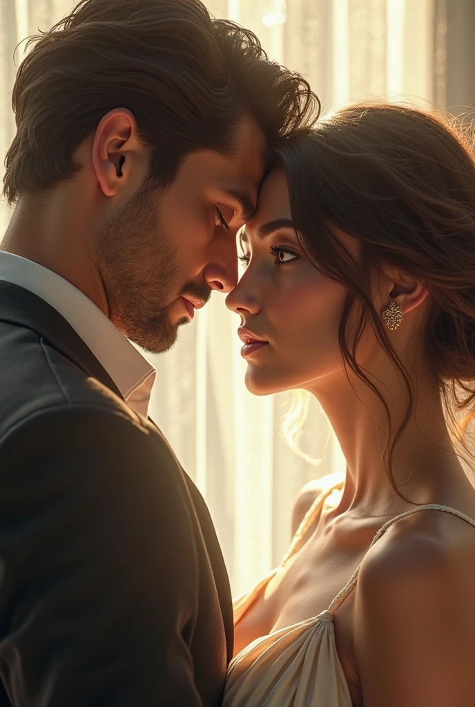 A man and a woman looking at each other  
