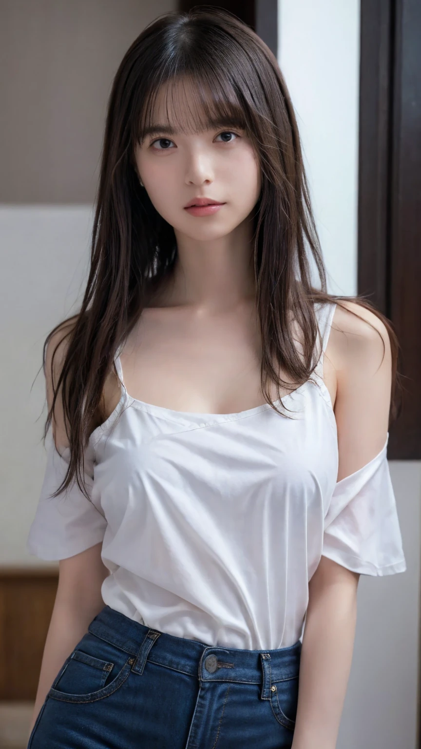 ((top-quality、8k、​masterpiece:1.3))、((Detailed pencil drawing))、（Ultrarealistic)、One beautiful woman、frontage、from waist up、A detailed eye、big eye、black eyes、fair white skin、thin、Black hair color、shorth hair、wetting hair、wetted skin、Background is a hotel room with a night view、Rain outside the window、Water droplets on the window、Swollen eyes、A sexy、Clothes are pure white T-shirts、natta、 Straight hair, bangss, japanes, Asian Beautiful Woman, Beautiful skins, thin, A dark-haired, shorth hair, wetting hair, the skin is wet, The background is a hotel room with a night view, Rain is falling outside the window, The window is a drop of water on the window, Swollen eyes, sad Facial expression, A sexy, Dressed in a brown dress, natta, straight haired, bangss, japanes, beautiful asian woman,