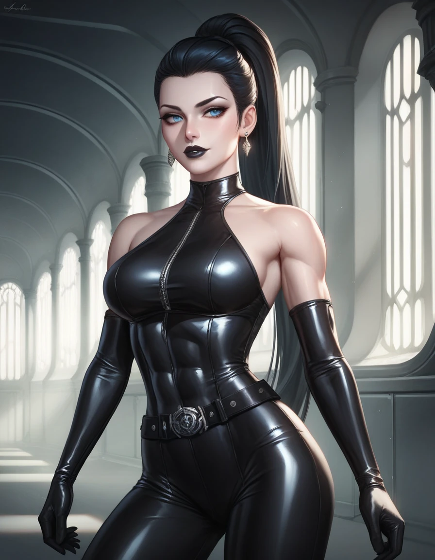 realistic, realism, photorealism, photo-realistic, high contrast, (photorealistic:1.4), 8k high definition detailed realistic, (best quality, masterpiece:1.2), NSFW,  photon mapping, radiosity, physically-based rendering, best quality, highly detailed,  1girl,  owwm, long hair, skirt, high heels, nude top, squatting, looks at the viewer,