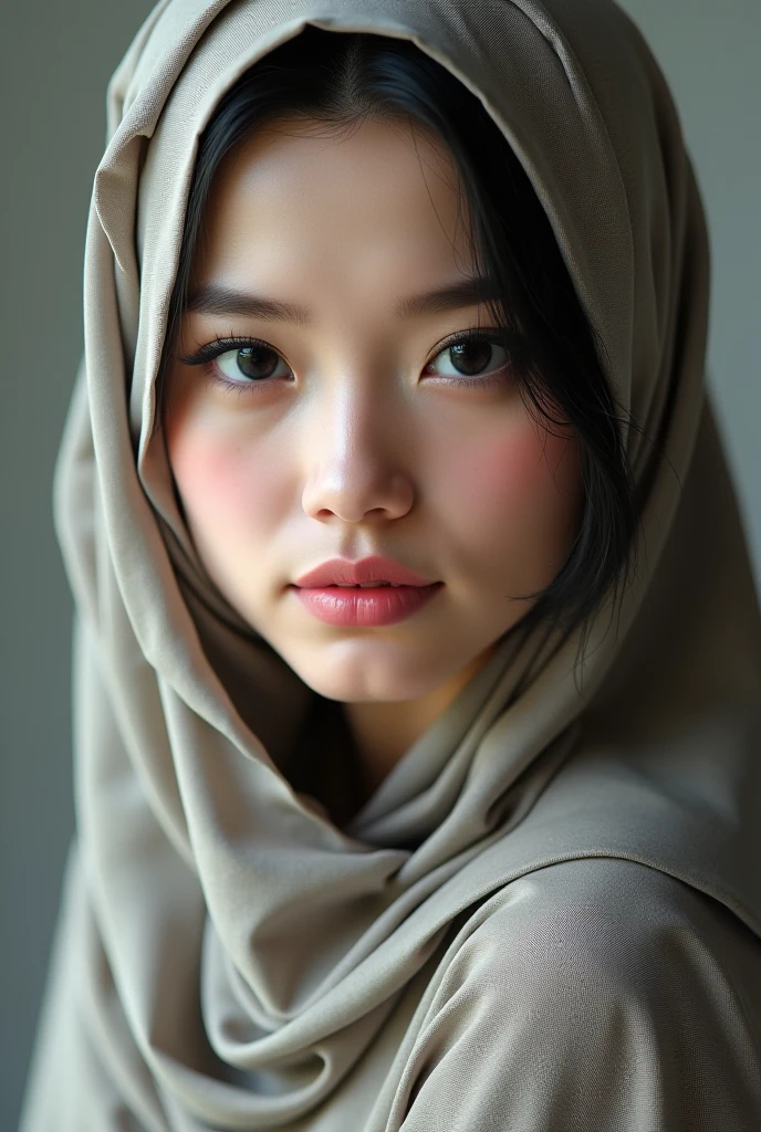 fog, smoke,space, market, lizzy, silver, cleavage, hijabi, Absurd, ultra-detailed, high quality, masterpiece, detailed face, beautiful eyes(detailed eyes), javanese, gentle and graceful, face exudes warmth and kindness, eyes described as soft and comforting, gentle and steady gaze, overall appearance is simple and modest, The fabric of her garments is usually depicted as soft and earth-toned, beauty lies not in extravagant adornments, Her smile is serene and welcoming