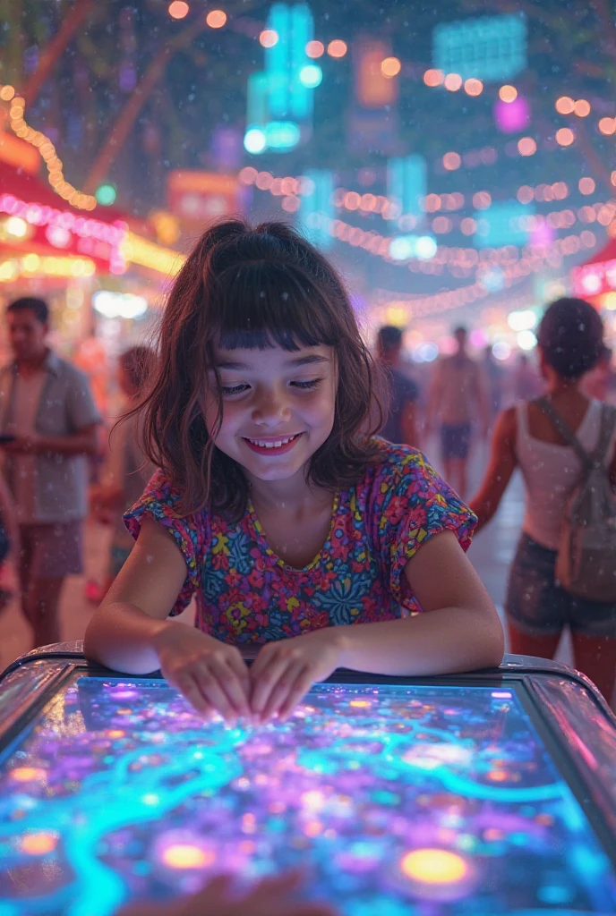 high quality, detailed,((a girl gets excited after hitting the jackpot "777" on a slot machine and points her finger at the number "777" on the screen of the slot machine:1.68)),feminine,((no manicure)),((baby face:1.37)),((very cute face:1.37)),((small nose,slim waist:1.68,small hip:1.68)),the girl is wearing smart casual,