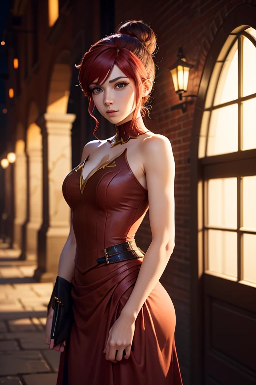 <lora:DLDLhuowu_20230728185842:0.75>,1girl,mature female,cityscape,night,looking at viewer, bare shoulders, short hair, dress,jewelry, facial mark, forehead mark, cleavage, elbow gloves, detached sleeves, choker,strap,cowboy shot, skirt,tassel,