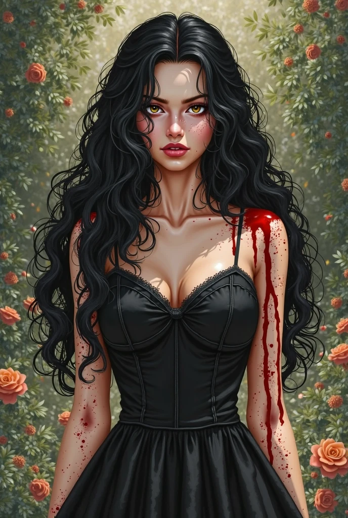 by cranash64s, <lora:cranash64_v1.0-sv5:1> (sharp focus:1.2), photo, attractive young woman, (beautiful face:1.1), detailed eyes, luscious lips, (bold red lip colour:0.85), (medium breasts:1.0), (slim body:1.2), (long hair:1.2), wearing (peplum dress:1.2) in a (botanical garden:1.2). (moody lighting:1.2