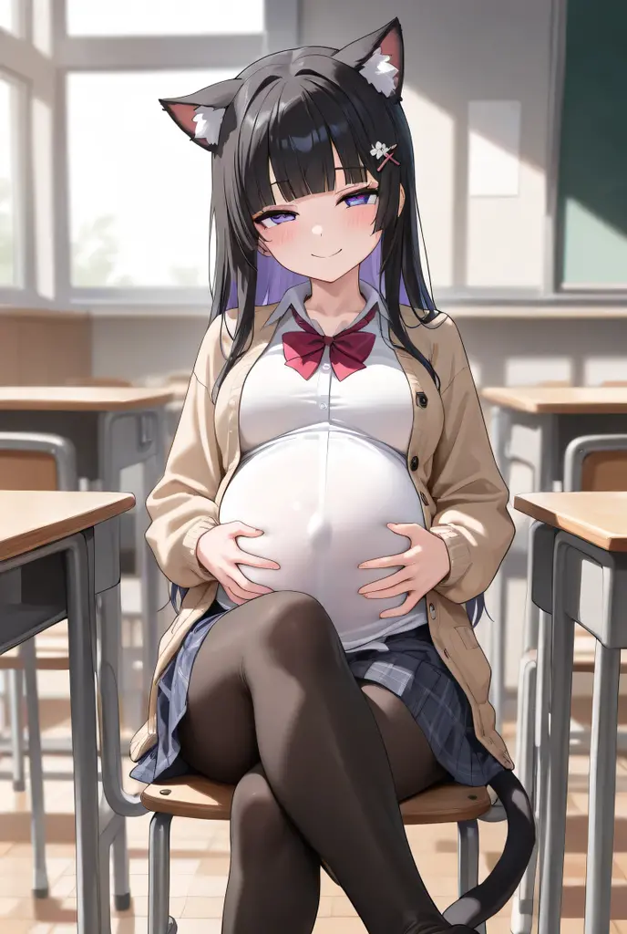 Masterpiece, best qualiy, resolution 4k,Sitting at a cafe table, classic city background, drinking Boba, italy location, girl, shy face, bush face, casual clothes, short clothes, long skirts, pregnant Belly, Tiny Body