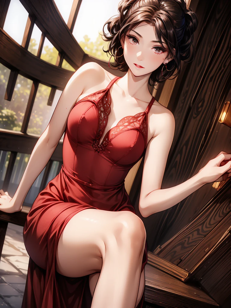 masterpiece,best quality,absurdres,highres,4k,ray tracing,perfect face,perfect eyes,intricate details,highly detailed,
1girl,moyou,looking at viewer,sexy pose,(cowboy shot:1.2),
<lora:Cross-Laced Clothes:0.8>,Cross-Laced Clothes,red dress,
<lora:wangbingbing:1.2:lbw=fa+>,girl,