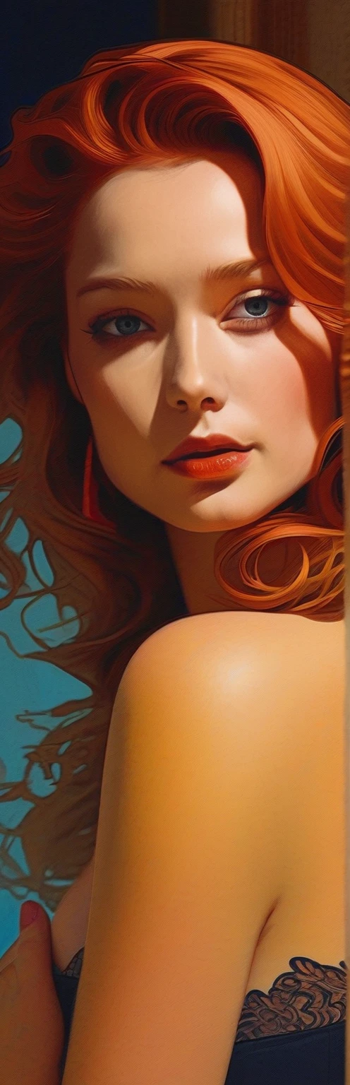 ((Top quality, 8k, Masterpiece: 1.3)), 1 woman, Beautiful girl with slim abs: 1.3, Large: 1.2, seductive pose, Swimming pool, bikini sexy, Ultra detailed face, High detailed lips, detailed eyes, double eyelids, Smile, (best quality,4k,8k,highres,masterpiece:1.2),ultra-detailed,(realistic,photorealistic,photo-realistic:1.37),intricate details,vivid colors,sharp focus,professional,Dave McKean artwork, oil touch of surrealism,oil painting