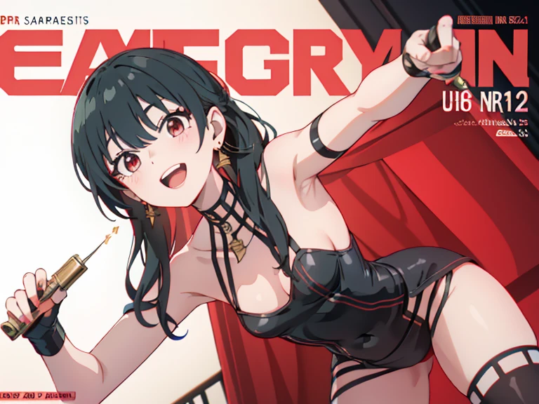 Midnight,My Hero Academia,(Christmas style dress),(short dress),(shoulders showing),(red dress),(sexy dress),(Anime girl),(Beautiful girl),(full body),(Beauty divine),(yellow eyes),(Cat pupils),(lifting the skirt of her dress),(showing her panties),(with a flushed face),(with a perverted expression),