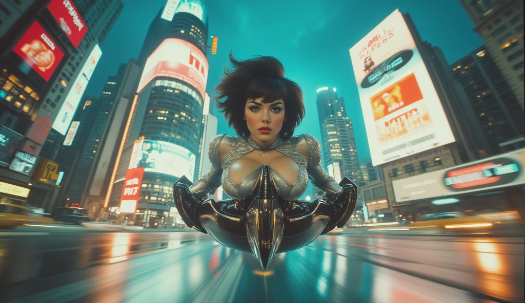 Dark short haircut blue eyes bella sexy ghost bragas stockings high heels giantess camina en Barcelona Sagrada Familia por la noche