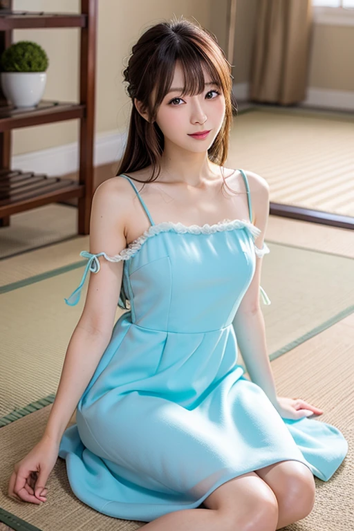 Create and express the best shining composition of the person in a realistic way。((masterpiece))、(((top-quality)))、((ultra-detailliert))、(A hyper-realistic)、(highly detailed CGillustration)、(extremely delicate and beautiful)、Girl a masterpiece、top-quality、Realistic skin feeling、Realistic fabric、We will introduce a realist illustration focusing on the center front of girls with realistic and ultra-detailed eyes.。This is the absolute rule, and the following sentence expresses the image quality。 The greatest painter in human history meets an unparalleled beauty、It is the greatest masterpiece in the history of the Inuiku Ichigo, which depicts the most beautiful figure of a lifetime.。 Create stunning anime artwork that is currently trending on seaStation、Introducing exquisite beauty and seductive aesthetics。Hair is tied up、Tight lace-up dresses、The background is outdoors、full bodyesbian、sitting on、Brown hair