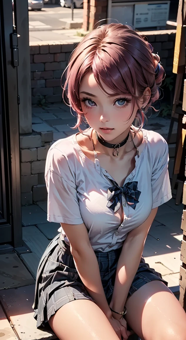 (Masterpiece, BestQuality:1.3), (ultra detailed:1.2), (hyperrealistic:1.3), (RAW photo:1.2), High detail RAW color photo, professional photograph, (Photorealistic:1.4), (realistic:1.4), professional lighting, perfect anatomy, (Big Breasts:1.2), (blush, detailed face), (cheerful Smile:1.5), (Pink Hair:1.5), Trending Hair&Trending Hairカラーをランダムに, earrings, necklace, bracelet, sexly, erotic sexly, Random sexy gravure poses, (flight attendant woman、The background is the airport、friendly smile、Bobcut、Pose with hands on suitcase:1.3)