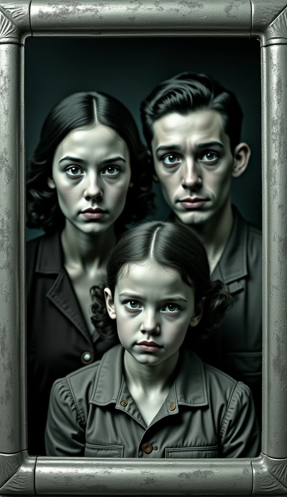 Army themed family photo with one mother, one son, and one daughter