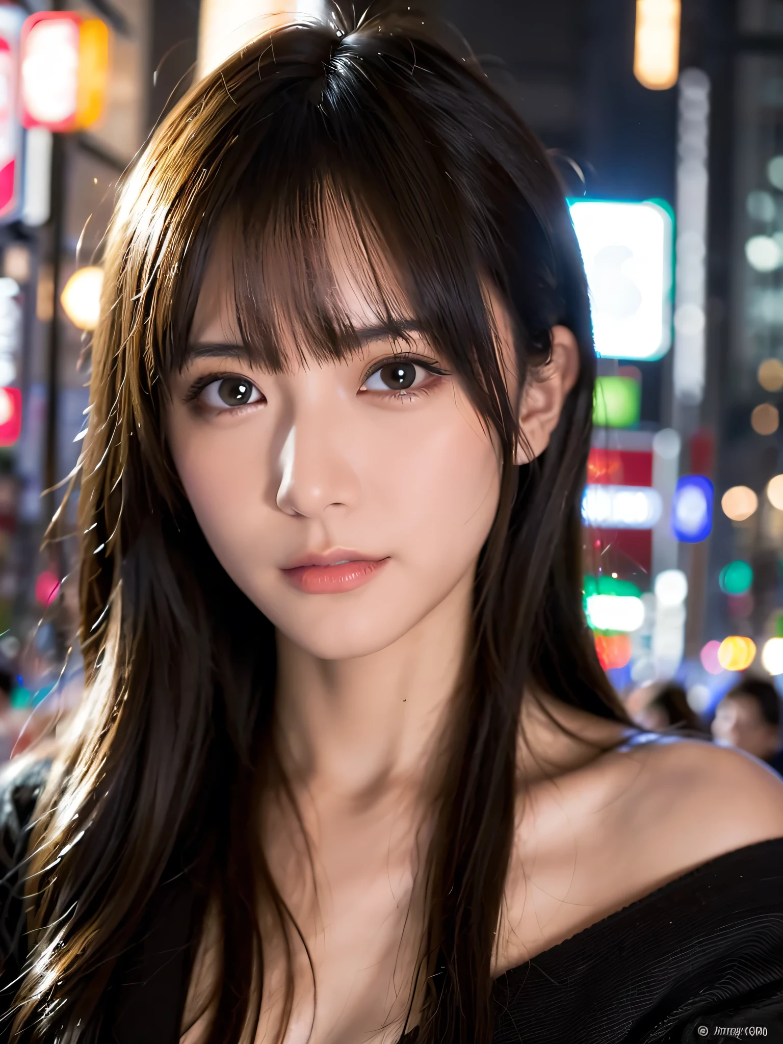 a woman covered in intricate white cybernetics, blue led lights, battle suit, cleavage, high tech, ultra high def, 32k, (Bikini Cyborg robot parts), (detailed:1.4), cyberpunk city background, rainy street, beautiful face, golden long hair, professional lighting, masterpiece, very delicate and beautiful, professional photograph, (smiling:0.5)