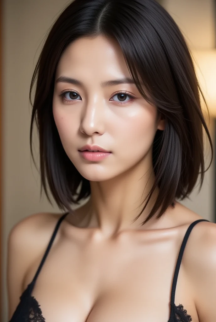 Beautiful Japan adult woman、((best qualtiy, 8K, tmasterpiece:1.3))、((realisitic:1.5))、((sense of reality:1.5))、(Photorealsitic:1.4)、Perfect litthing、Perfect figure beautiful woman:1.4、((Layered Hair Style、ample breasts:1.3))、(Long black shirt:1.2)、(Street:1.2)、Highly detailed facial and skin texture、glowy skin、A detailed eye、二重まぶた、(The front of the shirt is open:1.1)、(breast cleavage exposed:1.1)、(small areolas、Small beautiful nipples:1.3)、see the beholder、bustshot、