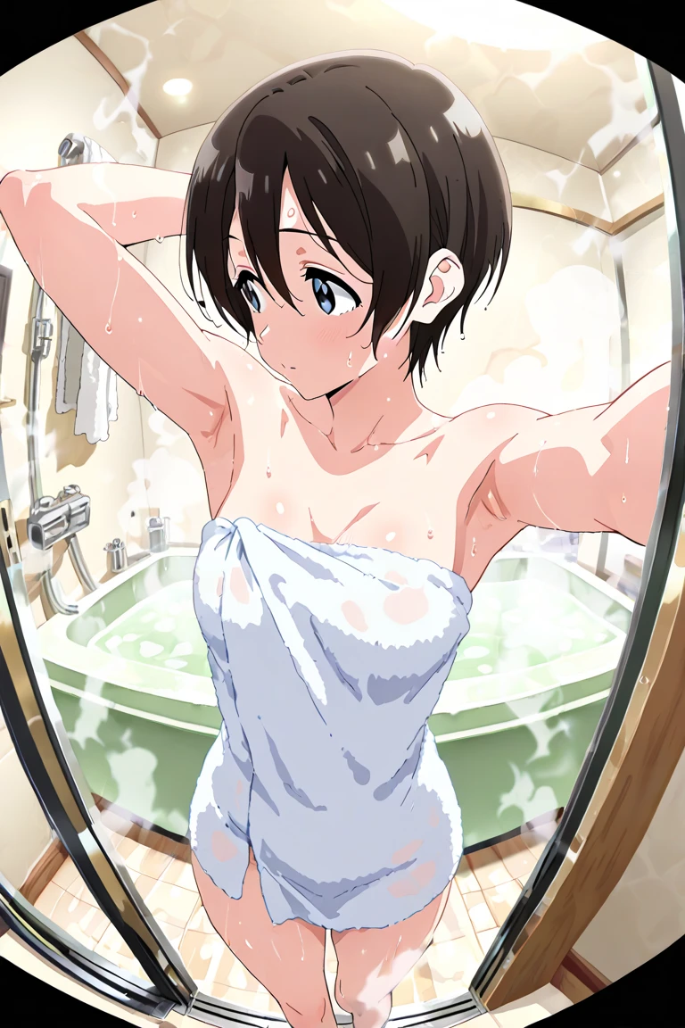 ((pixel-perfect, detail-perfect))), solo nude, 1girl, setsuna yuki, hair black, style moe anime love live, smile, completely nude, erotic body, vagina dripping urine, sauna shower, armpit, open legs, masturbating, flat filesize, ultra quality high
