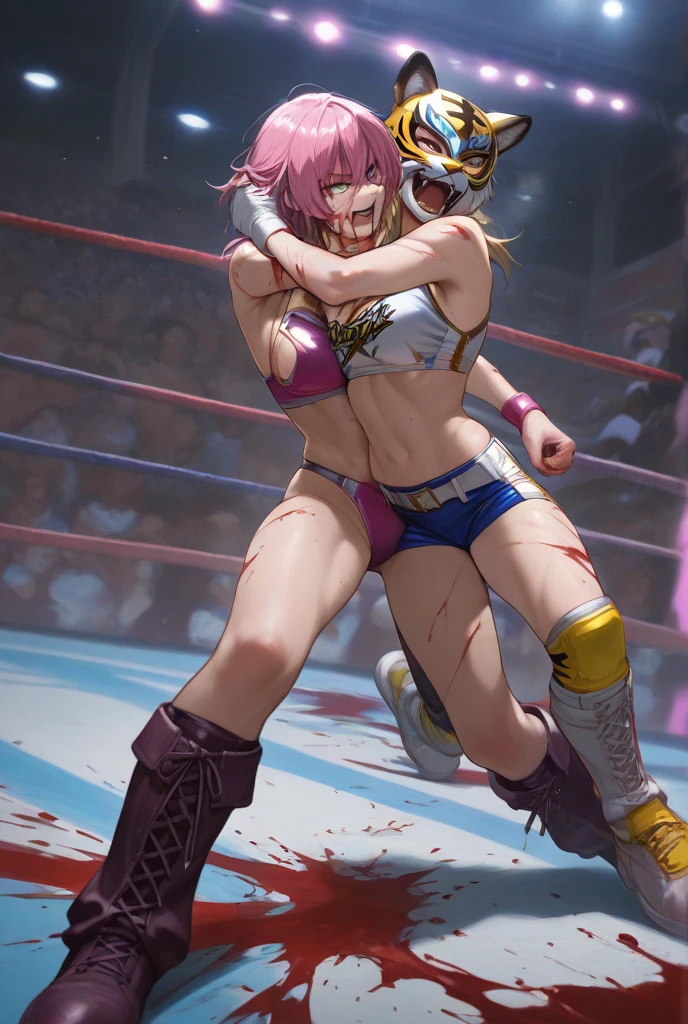 Maam im MMa fight,sport bh, pink bikini,naked,muscular body, female bodybuilder, fight on beach, dominate pose, muscle flexing, barefoot, toes