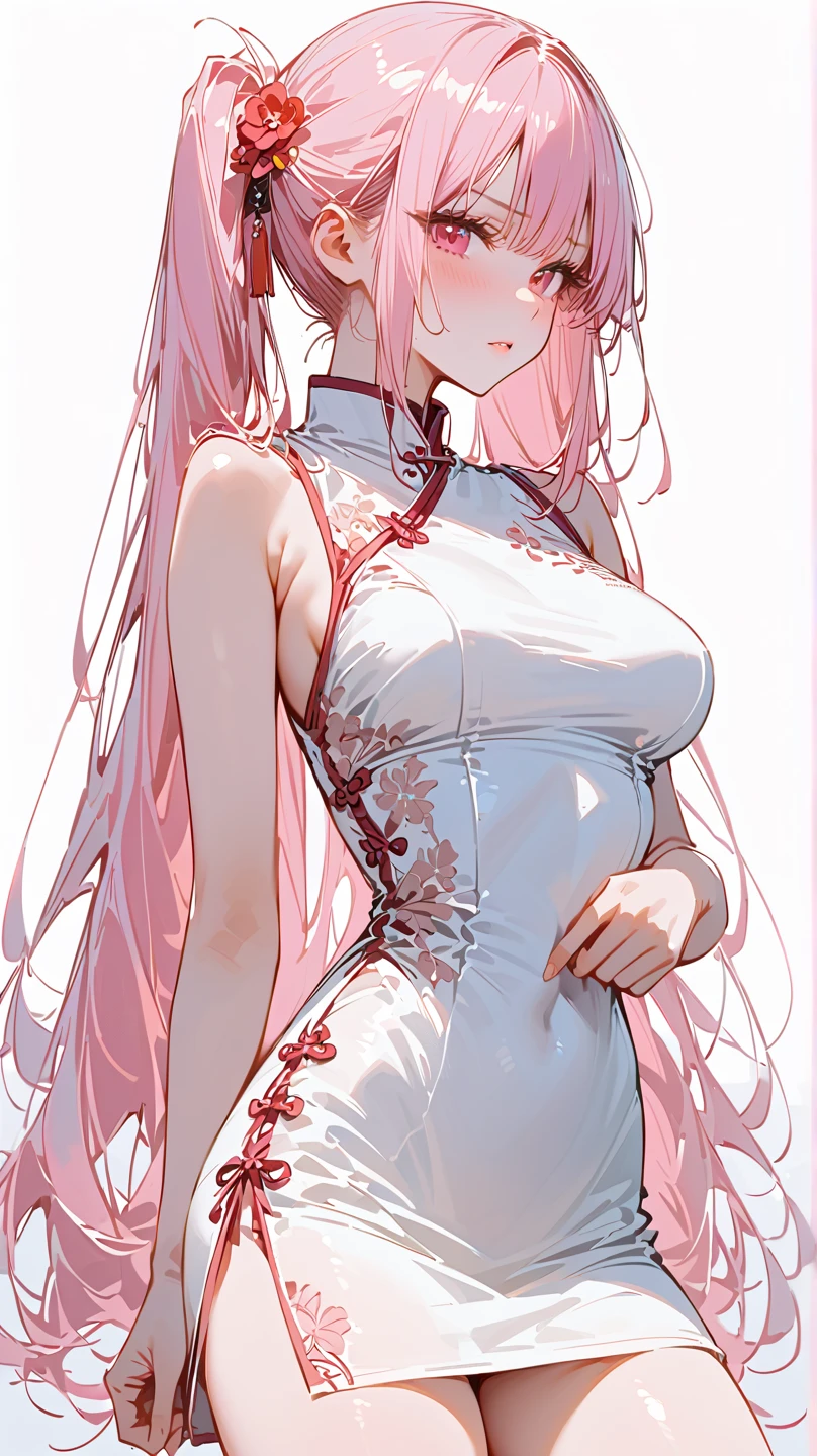 best quality, masterpiece, highres, solo, (gravel_arknights:1.10), bare shoulders, bead bracelet, beads, china dress, chinese clothes, dress, jewelry, looking at viewer, sleeveless, sleeveless dress, bracelet, smile, medium breasts, thighs, cowboy shot, :d, open mouth, 27 <lora:gravel_arknights:0.80>