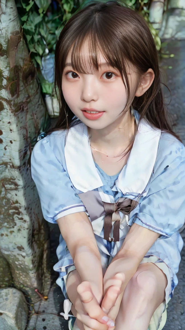 (8-year-old:1.5), Primary school students, (absurderes, 8K, 4K, masutepiece, hyper extreme detailed:1.2), Best Quality, Perfect Anatomy,Perfect face,Facing forward,High humidity,(独奏:1.2),(chubby:1.1), shortness of breath, High humidity, Steamy, blush, Black Hair, Hair ties, sunlight, hair band, smile, Outdoor, hair ornaments, summer, Strong sunlight, (Very short stature:1.4), (Twin tails:1.2), (A young girl is looking at me and having sex:1.4), grin, half closed eyes, Confused eyes, Open your mouth ,(how does it:1.5), Drooling, (Outdoorのトイレ:1.6), (Peeing:1.6), Nude, (spread legs:1.8), necklace, choker, Fishnet tights, Branded bags, cosmetics, condom, (surrounded by a group of men:1.7), (Inserting a penis in cowgirl position:1.7), (Light yukata:1.3)
