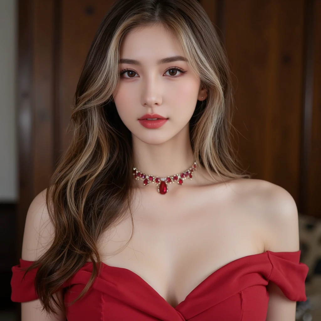 8k,Adult woman with red bushy hair,so beautiful(Like the real thing), strict, elegant, Red Dress, The enchanting aristocrat, silver element, Long nails, Exposing shoulders, Hairstyle, Beautiful expression,blue eyes, Messy, I am proud, Absurd, Elegant dress, Royalty, celebration, Hall decorated with flowers, Cowboy Shot, Portraiture, (Highest quality), (Tabletop), (Very detailed), masterpiece,Highest qualityのフォトリアリスティックなRAW写真。Backlight, Cinema Lighting, Film Grain, to be born, 50mm lens, Nikon D850,Ultra-Realistic Skin,Fantasy art,Character Art,Ultra-high resolution,A muscular and slender macho man,Perfect hands,compensate,Bust shot close-up,